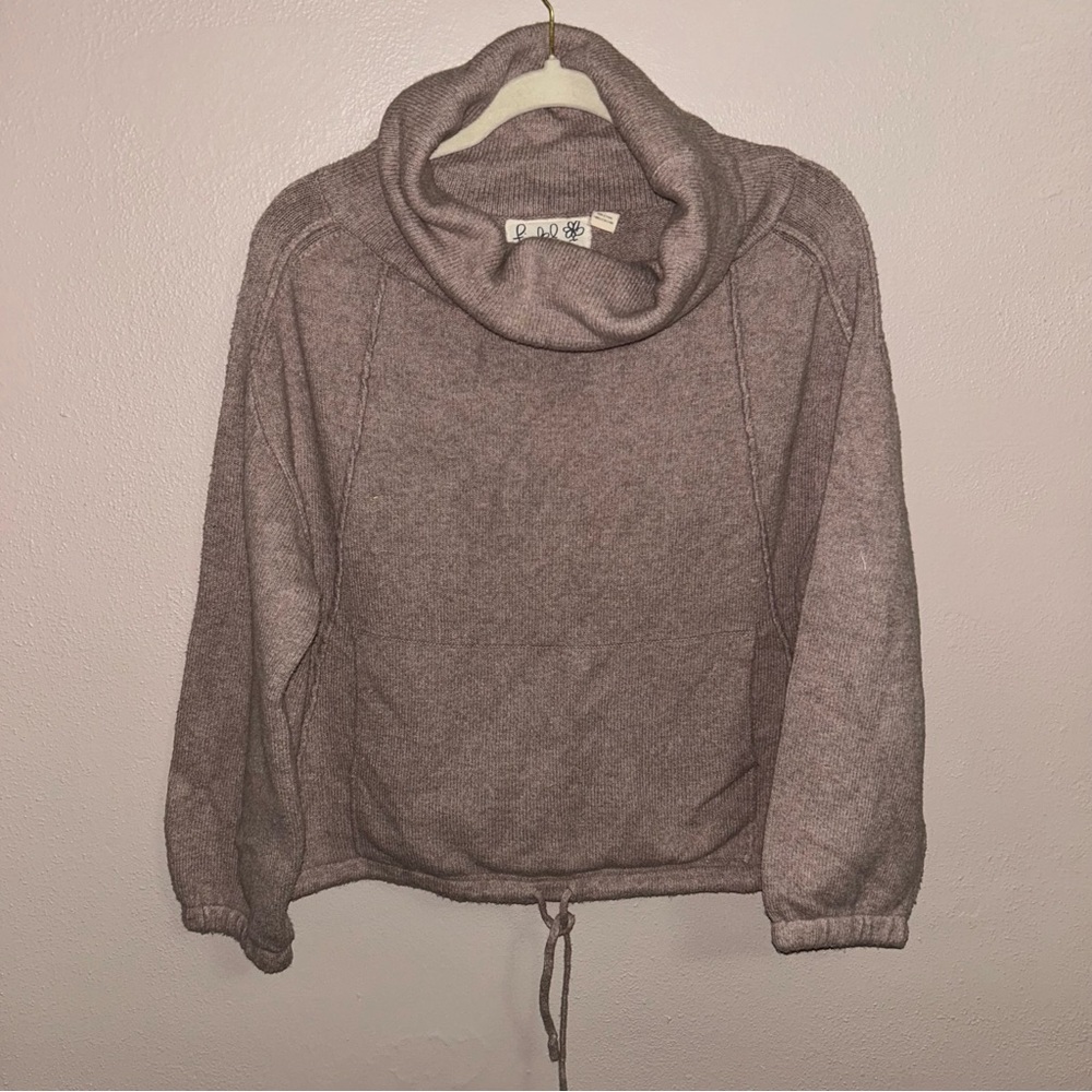 Cowl-Neck Drawstring Hem Sweater - Dusty Mauve anthologie field flower